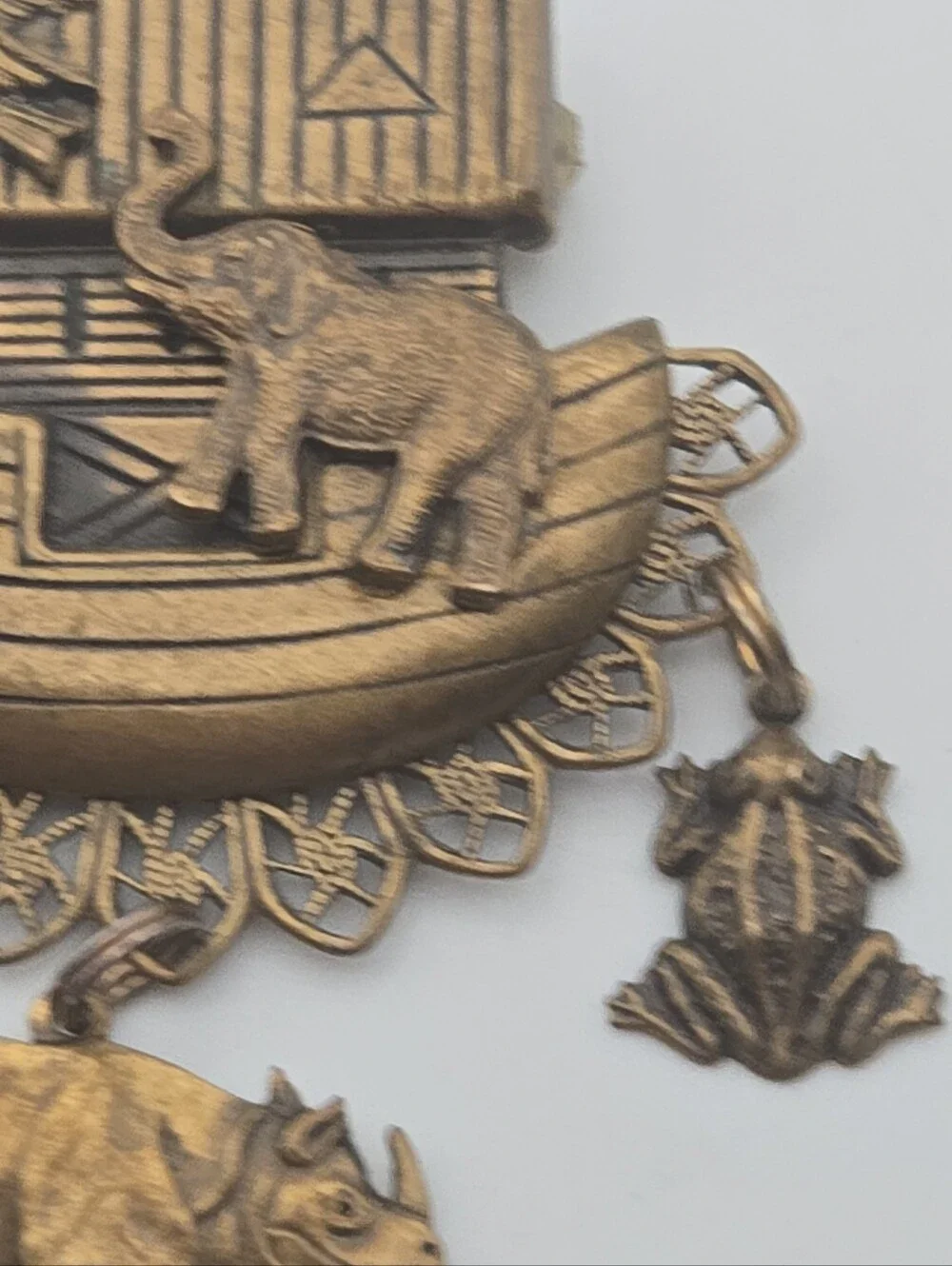 Vintage Noah's Ark Dangle Brooch Pin